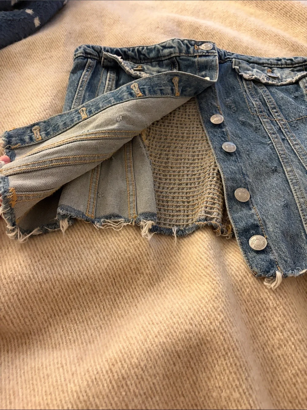ZARA Denim Corset Top - Light Blue Button Front Size L - Picture 4 of 8